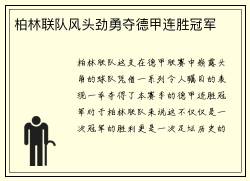 柏林联队风头劲勇夺德甲连胜冠军